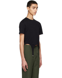 schwarzes Strick T-Shirt mit einem Rundhalsausschnitt von Dion Lee