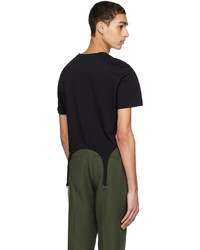 schwarzes Strick T-Shirt mit einem Rundhalsausschnitt von Dion Lee