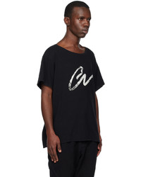 schwarzes Strick T-Shirt mit einem Rundhalsausschnitt von Greg Lauren