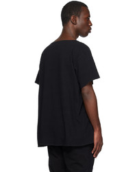 schwarzes Strick T-Shirt mit einem Rundhalsausschnitt von Greg Lauren
