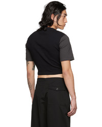 schwarzes Strick T-Shirt mit einem Rundhalsausschnitt von Dion Lee