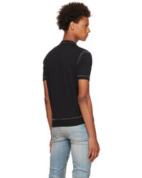 schwarzes Strick T-Shirt mit einem Rundhalsausschnitt von Amiri