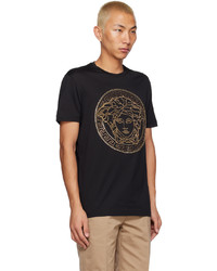 schwarzes Strick T-Shirt mit einem Rundhalsausschnitt von Versace