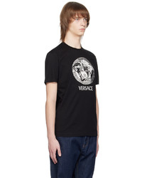 schwarzes Strick T-Shirt mit einem Rundhalsausschnitt von Versace