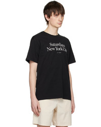 schwarzes Strick T-Shirt mit einem Rundhalsausschnitt von Saturdays Nyc
