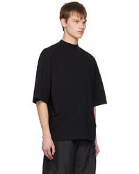 schwarzes Strick T-Shirt mit einem Rundhalsausschnitt von Jil Sander