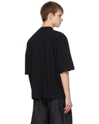 schwarzes Strick T-Shirt mit einem Rundhalsausschnitt von Jil Sander