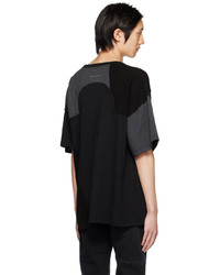 schwarzes Strick T-Shirt mit einem Rundhalsausschnitt von MM6 MAISON MARGIELA