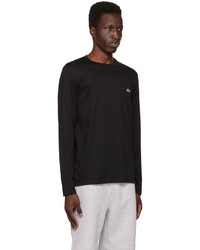 schwarzes Strick T-Shirt mit einem Rundhalsausschnitt von Lacoste
