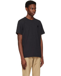 schwarzes Strick T-Shirt mit einem Rundhalsausschnitt von MAISON KITSUNÉ