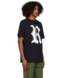 schwarzes Strick T-Shirt mit einem Rundhalsausschnitt von Raf Simons