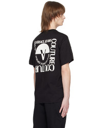 schwarzes Strick T-Shirt mit einem Rundhalsausschnitt von VERSACE JEANS COUTURE
