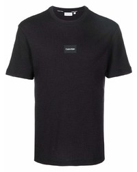 schwarzes Strick T-Shirt mit einem Rundhalsausschnitt von Calvin Klein