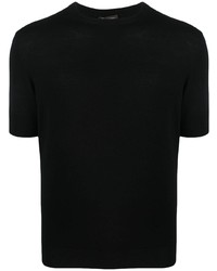 schwarzes Strick T-Shirt mit einem Rundhalsausschnitt von Colombo