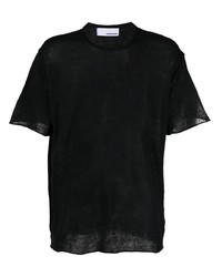 schwarzes Strick T-Shirt mit einem Rundhalsausschnitt von Costumein