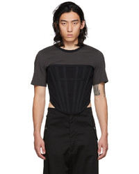 schwarzes Strick T-Shirt mit einem Rundhalsausschnitt von Dion Lee