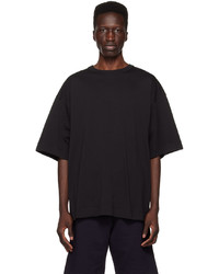 schwarzes Strick T-Shirt mit einem Rundhalsausschnitt von Dries Van Noten