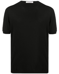 schwarzes Strick T-Shirt mit einem Rundhalsausschnitt von Fileria