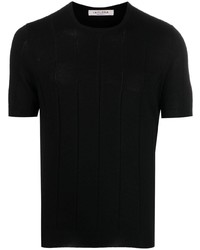 schwarzes Strick T-Shirt mit einem Rundhalsausschnitt von Fileria