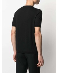 schwarzes Strick T-Shirt mit einem Rundhalsausschnitt von La Fileria For D'aniello