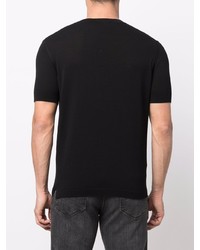schwarzes Strick T-Shirt mit einem Rundhalsausschnitt von Tagliatore