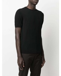 schwarzes Strick T-Shirt mit einem Rundhalsausschnitt von Roberto Collina