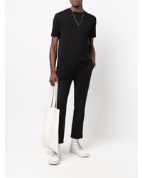 schwarzes Strick T-Shirt mit einem Rundhalsausschnitt von Rick Owens