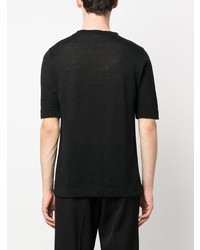 schwarzes Strick T-Shirt mit einem Rundhalsausschnitt von Lardini