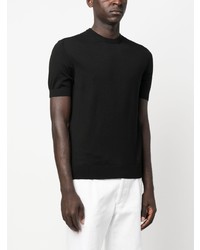 schwarzes Strick T-Shirt mit einem Rundhalsausschnitt von Emporio Armani