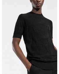 schwarzes Strick T-Shirt mit einem Rundhalsausschnitt von Karl Lagerfeld