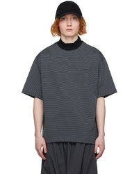 schwarzes Strick T-Shirt mit einem Rundhalsausschnitt von Fumito Ganryu