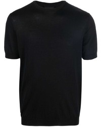 schwarzes Strick T-Shirt mit einem Rundhalsausschnitt von Giorgio Armani
