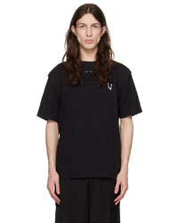 schwarzes Strick T-Shirt mit einem Rundhalsausschnitt von Heliot Emil