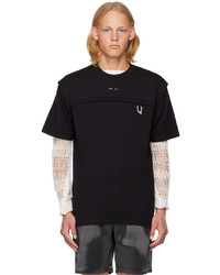 schwarzes Strick T-Shirt mit einem Rundhalsausschnitt von Heliot Emil