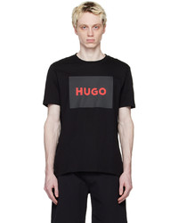 schwarzes Strick T-Shirt mit einem Rundhalsausschnitt von Hugo