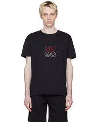 schwarzes Strick T-Shirt mit einem Rundhalsausschnitt von Hugo