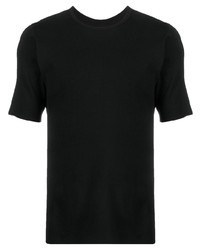 schwarzes Strick T-Shirt mit einem Rundhalsausschnitt von Isaac Sellam Experience