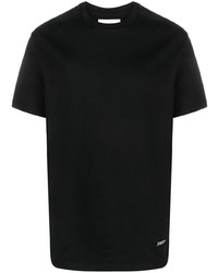 schwarzes Strick T-Shirt mit einem Rundhalsausschnitt von Jil Sander