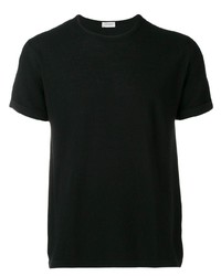 schwarzes Strick T-Shirt mit einem Rundhalsausschnitt von John Smedley