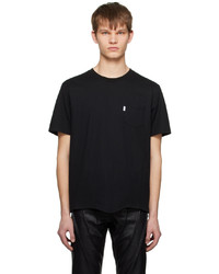 schwarzes Strick T-Shirt mit einem Rundhalsausschnitt von JUNTAE KIM