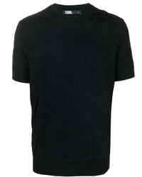 schwarzes Strick T-Shirt mit einem Rundhalsausschnitt von Karl Lagerfeld