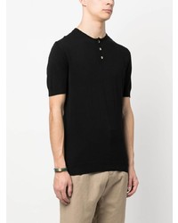schwarzes Strick T-Shirt mit einem Rundhalsausschnitt von Borrelli