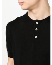 schwarzes Strick T-Shirt mit einem Rundhalsausschnitt von Borrelli
