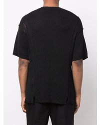 schwarzes Strick T-Shirt mit einem Rundhalsausschnitt von Yohji Yamamoto