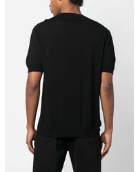 schwarzes Strick T-Shirt mit einem Rundhalsausschnitt von Tagliatore