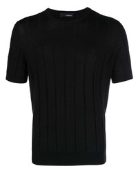 schwarzes Strick T-Shirt mit einem Rundhalsausschnitt von Lardini