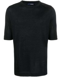 schwarzes Strick T-Shirt mit einem Rundhalsausschnitt von Lardini