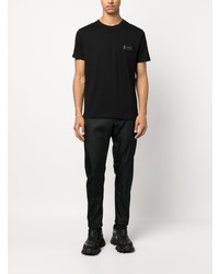 schwarzes Strick T-Shirt mit einem Rundhalsausschnitt von Les Hommes