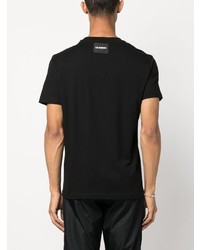 schwarzes Strick T-Shirt mit einem Rundhalsausschnitt von Les Hommes