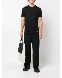 schwarzes Strick T-Shirt mit einem Rundhalsausschnitt von Jil Sander